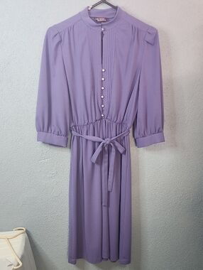 Halmode Petites Lavender Midi Dress with Tie Waist